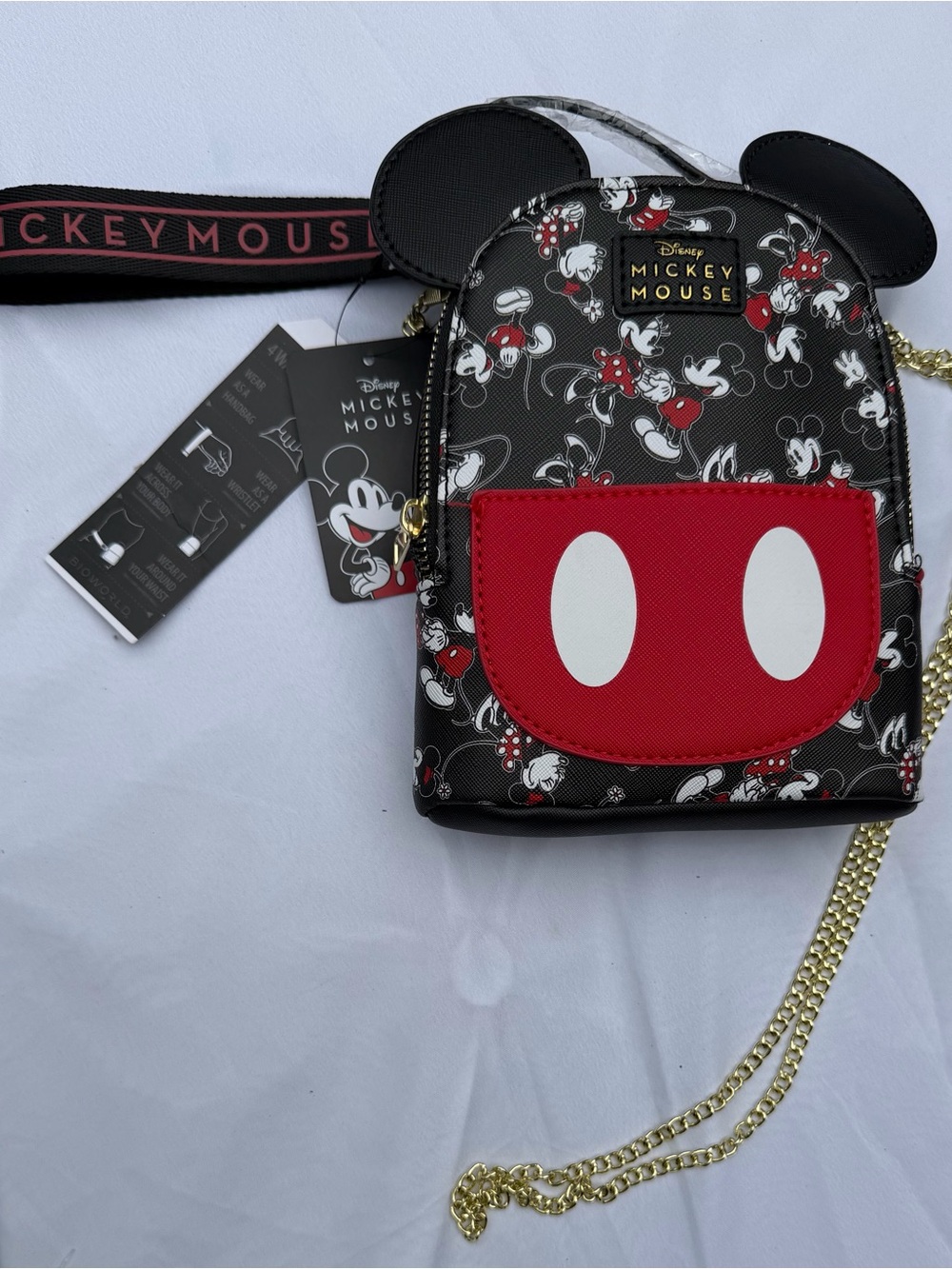 Disney Mickey Mouse Mini Crossbody Bag - Black, Red & White